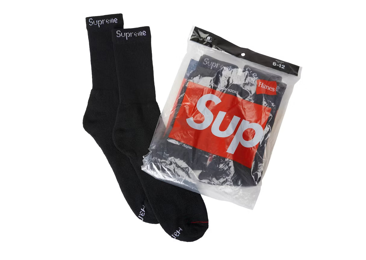 Supreme Hanes 'Crew Socks' 4 Pack (Black) – Origin Kicks