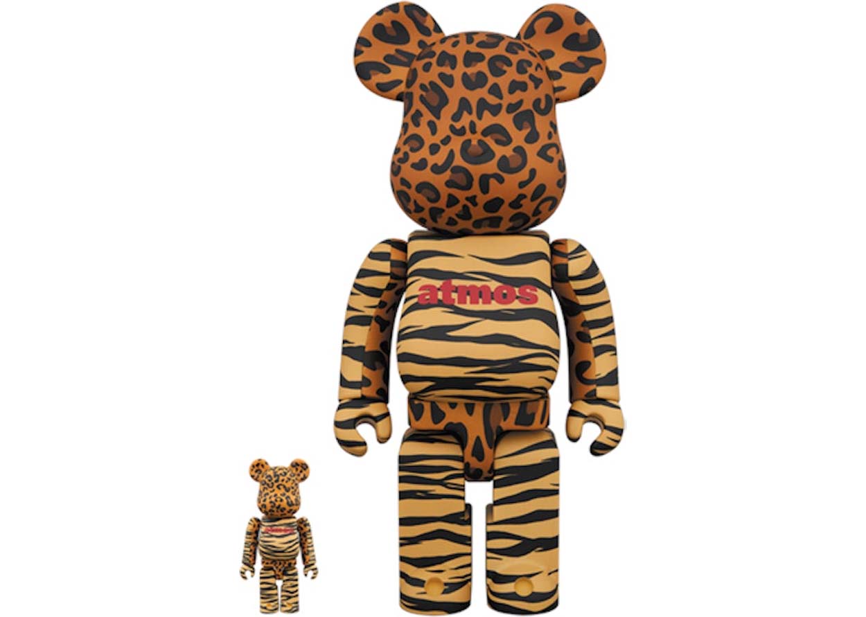 BE@RBRICK - BE@RBRICK x atmos 100％ &amp; 400％ EREFANTO Atmos Reverse Elephant Print Bearbrick 400% 100% Black Rare