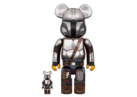 Bearbrick x Star Wars The Mandalorian 100% & 400% Set (Chrome)