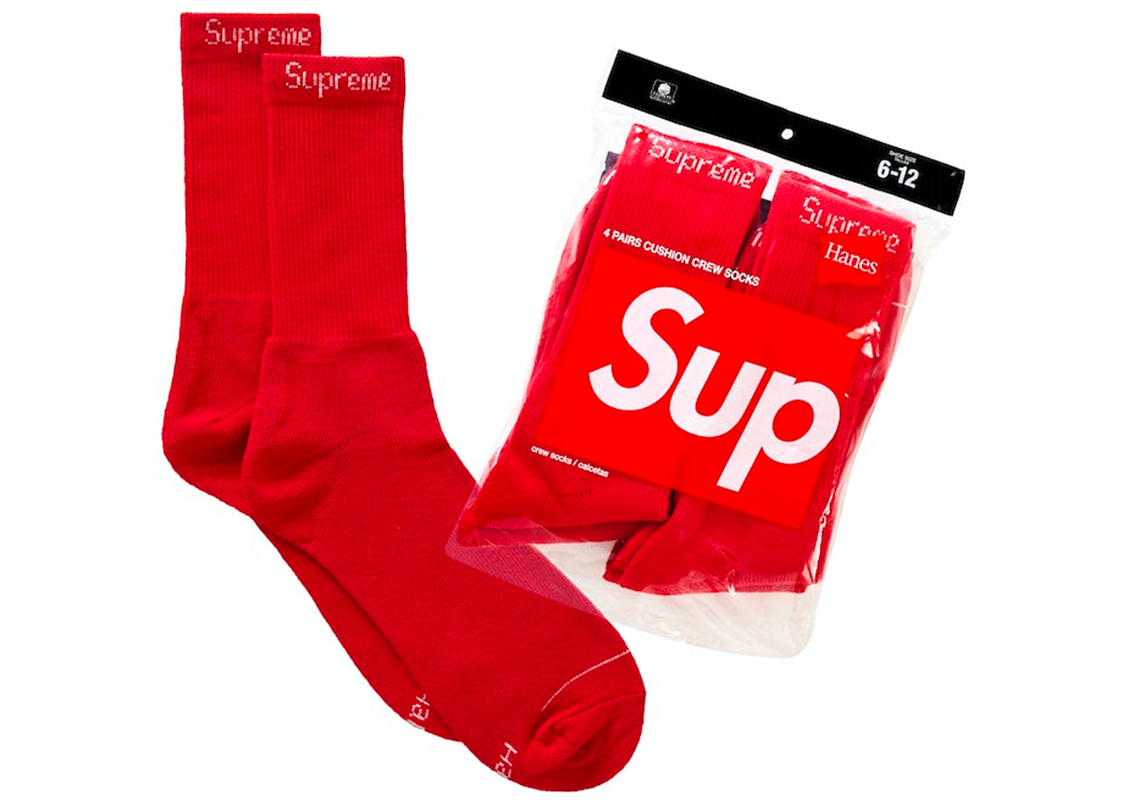 Supreme Hanes 'Crew Socks' 4 Pack (Red)